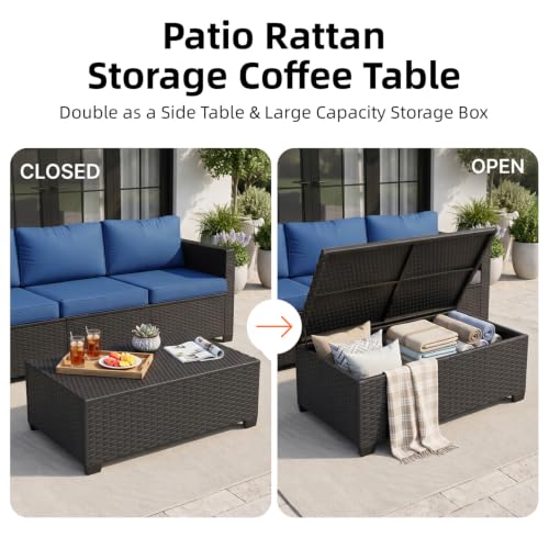 LazySunsets 10-Piece Outdoor Patio Furniture Set, Navy Blue