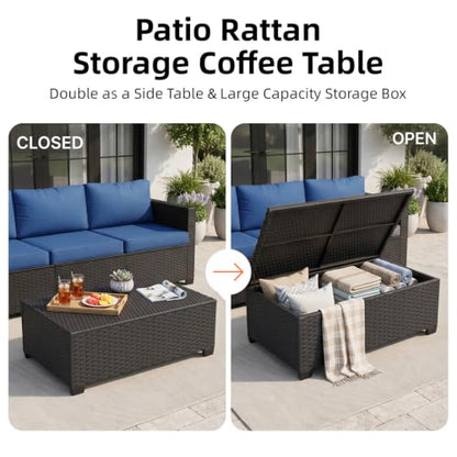 LazySunsets 10-Piece Outdoor Patio Furniture Set, Navy Blue