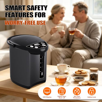 Rosewill Electric Hot Water Boiler and Warmer, Hot Water Dispenser with Auto Dispense Function, 5 Temperature Settings, Large Capacity 5.0 L (5.3 QT) - Black
