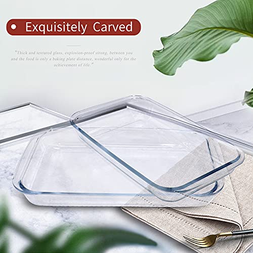 TIBLEN 2-Pack Glass Baking Dishes – 102 oz & 75 oz (2.2 L + 3.0 L) Large Oven-Microwave-Freezer Safe Borosilicate Glass Bakeware for Cooking & Food Storage