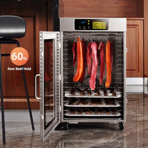 Septree Commercial Food Dehydrator 18 Trays, 2000W Large Capacity 34.42ft² Food Dryer Machine for Jerky, Meat, Fruit, Herbs, Full Stainless Steel Industrial Dehydrater Biltong Maker