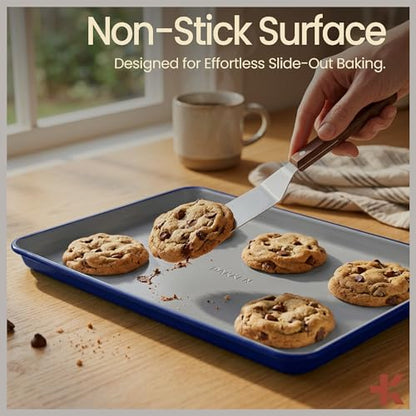 Bakken 8-Piece Stackable Bakeware Set – Ceramic Non-Stick, Oven-Safe Baking Sheets & Pans, PTFE/PFOA/PFOS-Free, Ergonomic Handles, Includes Cooling Rack – Healthy, Non-Toxic Baking Essentials