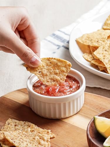 LE TAUCI Sauce Cups 2 OZ, Small Dipping Bowls, Mini Ceramic Ramekins Souffle Dishes, Sauce Dip Bowls for Charcuterie Boards, Microwave & Oven Safe, Set of 6, White