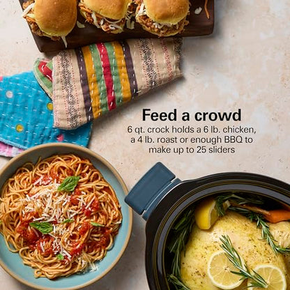 Hamilton Beach 6 Quart Slow Cooker With Space-Saving Folding Handles