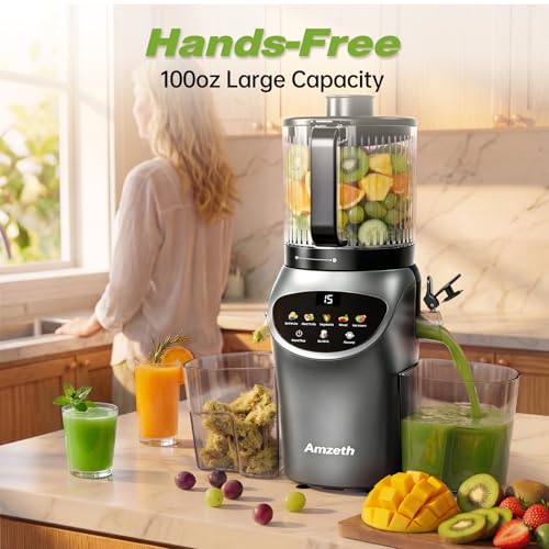 Juicer Machines with 6.5" Large Chute,4-in-1 Cold Press Juicer for Whole Vegetables Fruits,AC Motor,120oz Large Capacity, Makes Juice,Nut Milk & Sorbet,Premium Gray,Easy to Clean.(Advanced Space Gray)