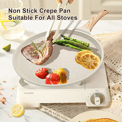 Bobikuke 8 inch Crepe Pan, Nonstick Pan for Crepes Omelette Tortillas,White
