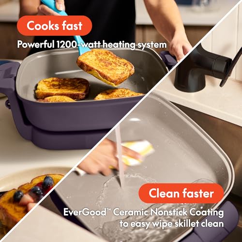 bella Fits-Anywhere™ SAUTE Make & Take Skillet, Non-Toxic Ceramic, Plum