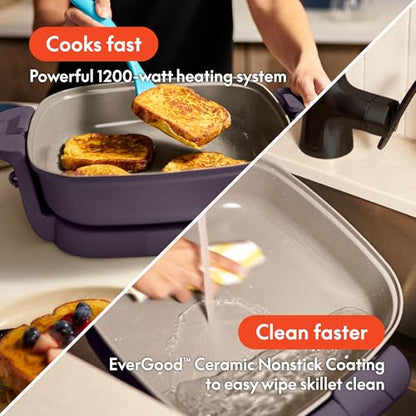 bella Fits-Anywhere™ SAUTE Make & Take Skillet, Non-Toxic Ceramic, Plum