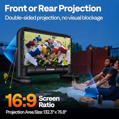 VIVOHOME 17 FT Inflatable Projector Screen for Outside, Blow Up Movie Screen Outdoor Use, Mega Large TV Screen with Carry Bag for Backyard, Tube Leg Support