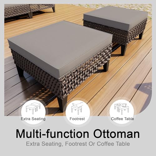 15 Pieces Outdoor Furniture Set, Patio Conversation Sets (Gray Cushions)