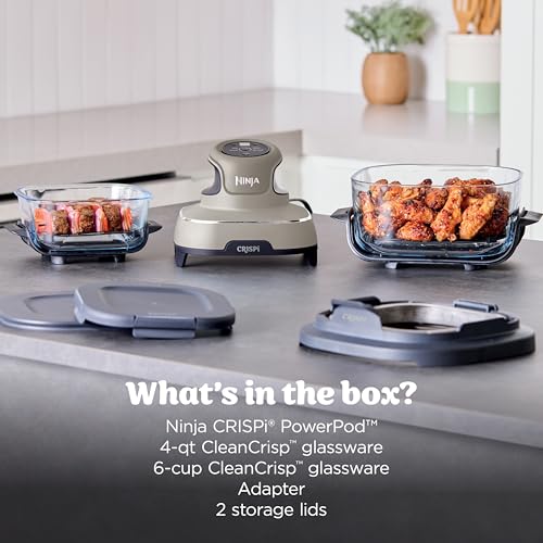 Ninja Crispi Glass Air Fryer, 4-in-1, Stone, FN101ST