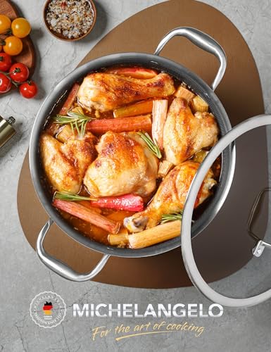 MICHELANGELO Tri-ply Stainless Steel Stock Pot, 8-Quart Stockpot with Lid, 18/10 Nonstick Cooking Pot with Honeycomb Interior, Compatible with All Cooktops