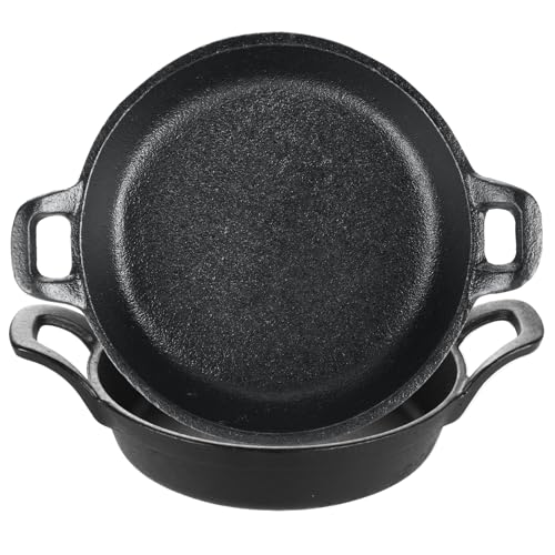 LDHHYH 2 Pack Small Cast Iron Skillet, 7 x 7 x 1.7 Inch Small Cast Iron Frying Pan with Handle, Pre-Seasoned Cast Iron Skillet Set, Black Casserole Dish for Kitchen, Indoor, Outdoor, Picnic