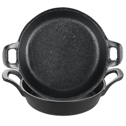 LDHHYH 2 Pack Small Cast Iron Skillet, 7 x 7 x 1.7 Inch Small Cast Iron Frying Pan with Handle, Pre-Seasoned Cast Iron Skillet Set, Black Casserole Dish for Kitchen, Indoor, Outdoor, Picnic