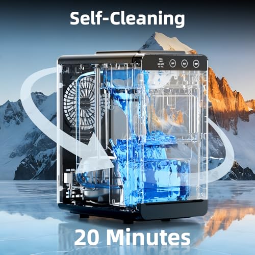 Countertop Portable Ice Maker, 8 Cubes in 6 Mins Fast Ice Making, 26Lbs Ice Per Day Auto Self-Cleaning Ice Machine with Ice Basket & Scoop, Compact Mini Ice Maker for Home Kitchen Office Bar RV Travel