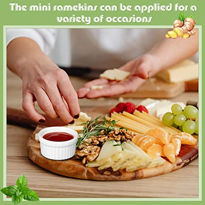 Amyhill 24 Pcs 1 oz Mini Ramekins Small Porcelain Tiny Dipping Sauce Cups Dessert Cups Exactly Designed for Souffle Dish Salsa and Jams