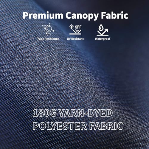 Patio Kingdom 9FT Solar Umbrella 32 LED Lighted Patio Umbrella Table Market Umbrella w/Tilt and Crank, UV-Resistant Outdoor Umbrella for Pool, Garden, Deck, Navy Blue