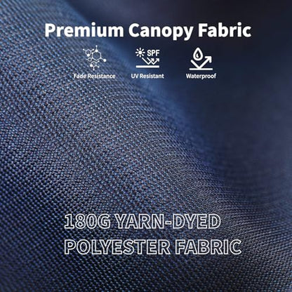 Patio Kingdom 9FT Solar Umbrella 32 LED Lighted Patio Umbrella Table Market Umbrella w/Tilt and Crank, UV-Resistant Outdoor Umbrella for Pool, Garden, Deck, Navy Blue