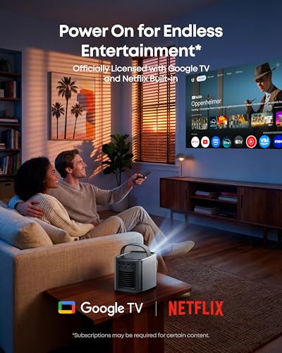 NEBULA Mars 3 Air GTV Projector - Netflix Officially Licensed, 400 ANSI-Lumen Brightness, Native 1080P, Dolby Digital Sound,150-Inch Picture, Built-In Battery for 2.5 Hours of Playtime Anywhere.