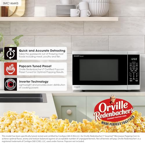Sharp SMC1464KS 1.4 cu. ft. 1100W Stainless Steel Countertop Microwave Oven