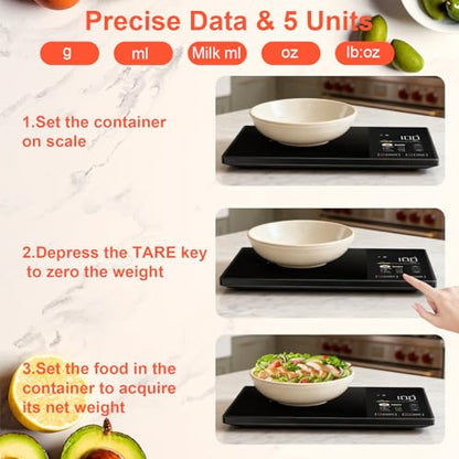 Smart Kitchen Food Scale with Nutritional Calculator, Calories, Fat, Carbs & Protein Tracker, Digital Kitchen Scale for 9999+ Foods, Healthy Diet, Food Preload, Personal Goals, Free App, 11 lb-01