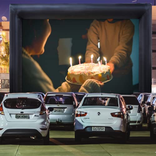 33ft Outdoor Inflatable Movie Screen, No Seam Projector Screen with Air Blower, Support Front & Rear Projection