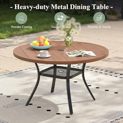 ARKOST 5 Pieces Patio Dining Set, White Cushion Chair & 40.6" Walnut Table