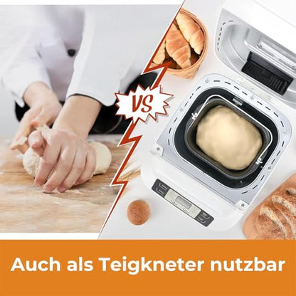 2LB Bread Maker, 12-In-1 Functionality, Gluten-Free Option, Nonstick Baking Pan, Two Loaf Sizes, 13-Hour Delay And 1-Hour Keep Warm Feature (White)