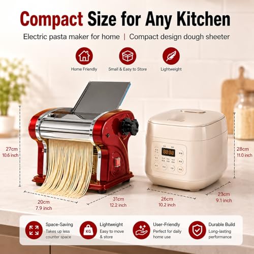 LEONEBEBE Electric Pasta Maker Machine, 135W Commercial Dough Sheeter with 2.5mm Blade, Adjustable 0.3-4mm Thickness, for Pasta, Dumplings – Restaurant & Home Use