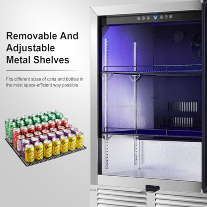 BODEGA 24 Inch Beverage Fridge under Counter, Outdoor Refrigerator for Patio and Deck Weatherproof, Stainless Steel Beverage Cooler for Soda, Beer, Holds 164 Cans