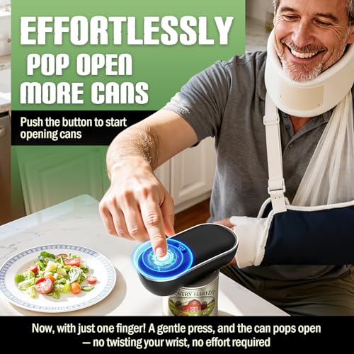 ThriveCan Rechargeable Electric Can Opener – One-Touch for Seniors & Arthritis & Weak Hands, Smooth-Edge Side-Cut, Hands Free & Easy, Ergonomic Design Works on All Can Sizes, Ideal Kitchen Gift Black