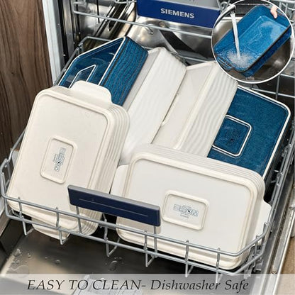 Kiln-Transformed Blue Ceramic Baking Dish Set of 3, Casserole Dishes for Oven, Square Porcelain Bakeware Set with Handles, Lasagna Baking Pan for Cooking, Perfect for Baking and Serving, Housewarming, Halloween, Thanksgiving, Christmas, New Year