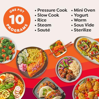 Instant Pot Pro (8 QT) 10-in-1 Pressure Cooker, Slow Cooker, Rice/Grain Cooker, Steamer, Sauté, Sous Vide, Yogurt Maker, Sterilizer, and Warmer, Includes App with Over 800 Recipes, Black