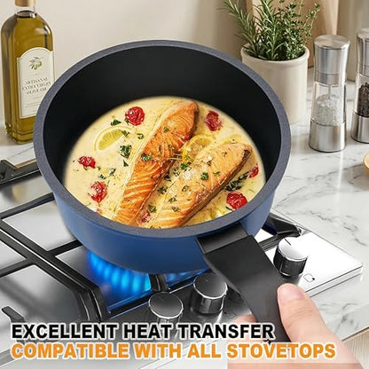 Legacy Culinaryware Nonstick Sauce Pan with Lid,2QT small pot, PFOA Free,Kitchen Pots Induction Pot,Cream