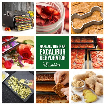 Excalibur Electric Food Dehydrator Machine 9-Tray with 26-Hour Timer, Automatic Shut Off Accurate Temperature Control and Fast Drying with 15 Square Feet of Drying Space, 600-Watts, Black