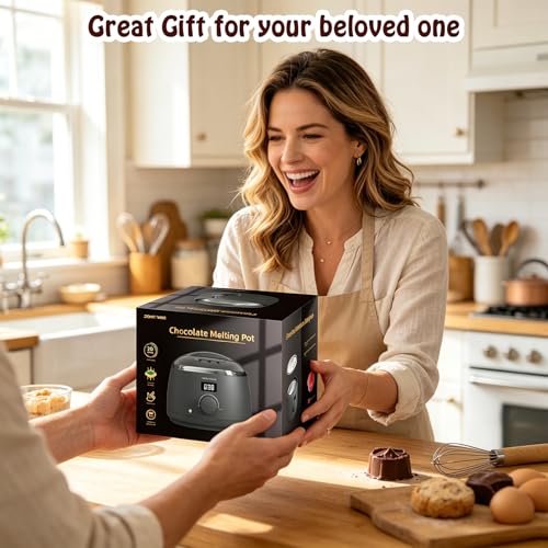 Electric Chocolate Melting Pot, 16.9oz 100W Digital Temperature Control Non-Stick Silicone Candy Melter, Mini Electric Fondue Pot for Chocolate, Cheese, Caramel, Cake Pops, Food Grade Material