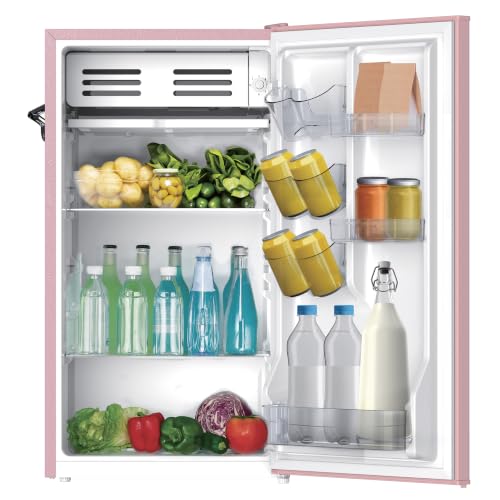Frigidaire EFR376 Retro Bar Fridge Refrigerator with Side Bottle Opener, 3.2 cu. Ft, Pink/Coral