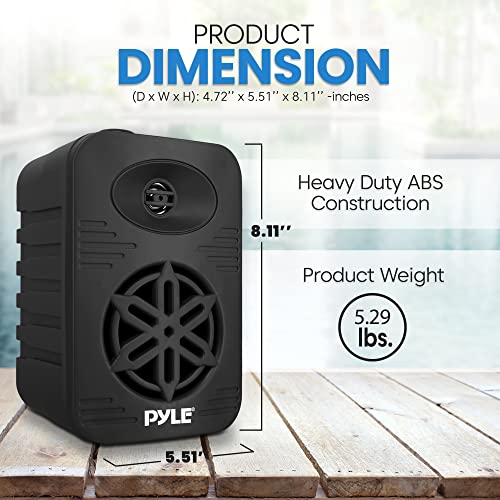 Pyle Indoor Outdoor Speakers Pair - 300 Watt Dual Waterproof 4” 2-Way Full Range Speaker System w/ 1/2” High Compliance Polymer Tweeter - in-Home, Boat, Marine, Deck, Patio, Poolside - PDWR45BK