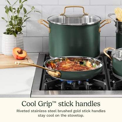 Cuisinart Cookware Set, 11 Piece Stainless Steel Cookware Pots and Pans, Home and Kitchen Durable Stainless Steel for Everyday Cooking, Matte Thyme, MT89G-11