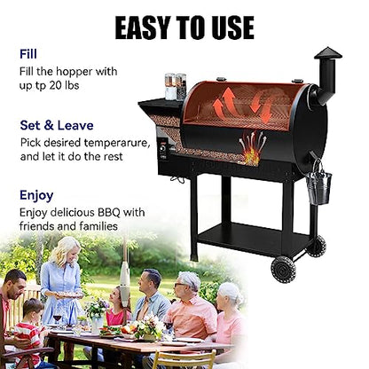 Z GRILLS Pellet Smoker Grill with PID Control, Rain Cover, 700 sq. in Cooking Area for Outdoor BBQ, ZPG-7002B