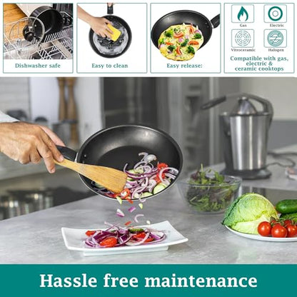TnLoji 7 Piece Non-Stick Cookware Set Aluminium, Pots and Pans Cookware Set, Black