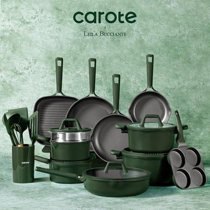 CAROTE 31PCS Pots and Pans Set, Nonstick Cookware Set Kitchen Non Stick Induction Titanium Cookware Non-toxic Granite Cooking set, PFOA Free