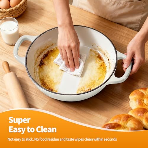 ONKO Dutch Oven For Sourdough Bread Baking, 6QT Enameled Cast Iron Dutch Oven Pot With Lid, Non-stick Sourdough Baking Pan with Bread Dome, Round Ceramic Dutch Ovens Pot with Cloche for Homemade