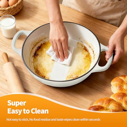 ONKO Dutch Oven For Sourdough Bread Baking, 6QT Enameled Cast Iron Dutch Oven Pot With Lid, Non-stick Sourdough Baking Pan with Bread Dome, Round Ceramic Dutch Ovens Pot with Cloche for Homemade