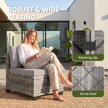 BJROESUW 7 Piece Patio Furniture Set, Outdoor Wicker Sectional Sofa Set