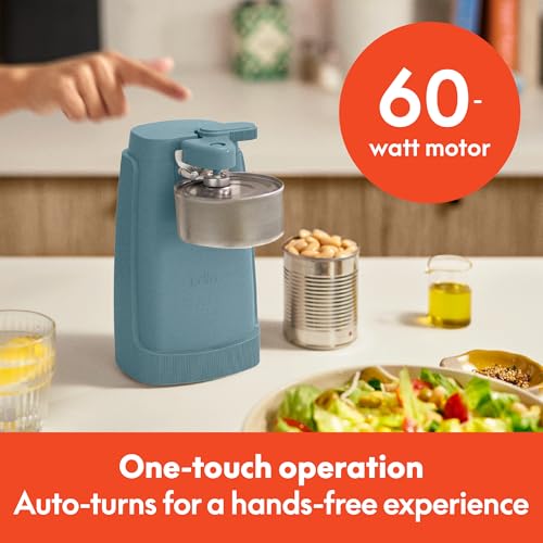 bella Electric Can Opener and Knife Sharpener, Removable Cutting Lever, Cord Storage, Stainless Steel Blade, Surf
