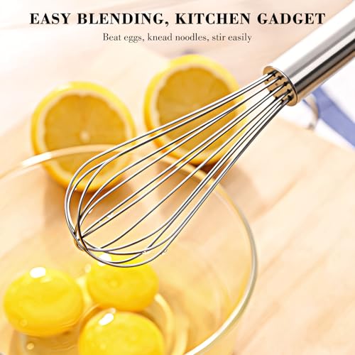NileHome Stainless Steel Whisk Set 8" 10" 12" Kitchen Whisk Balloon Whisk Kitchen Wisk Wire Whisks for Cooking, Whisking, Blending, Beating, Stirring-3 Pack…