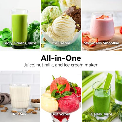 Juicer Machines,Fretta Cold Press Juicer Machines with Wide Mouth Feed Chute,Fit Whole Fruits & Vegetables,Easy to Clean Compact Juicer,Black