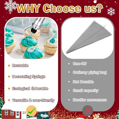 Dualshine Dessert Decorating Syringe Set, Frosting Piping Kit, Stainless Steels Icing Piping Kit, Cake Decorating Tools 6 Russian Piping Icing Nozzles Cupcake Piping Kit Christmas Baking Gifts