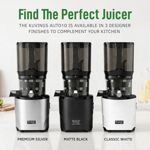 Kuvings AUTO10 Cold Press Juicer Machine – Self-Feeding for Hands-Free Use – Easy to Clean, Quiet 240W Motor, 100 oz Large Masticating Juicer – Designed for Silky Juice with Low Pulp – Matte Black